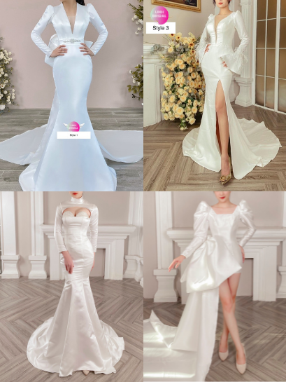 Elegant High Neck Lace Wedding Dresses with Detachable Train Long Sleeves  Mermaid Bridal Gowns Satin Vestido