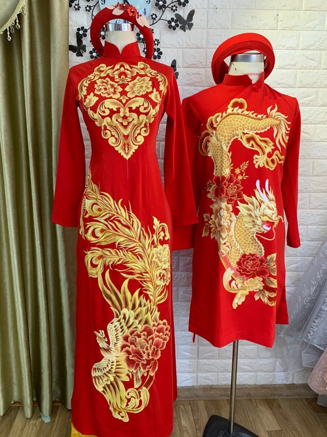 Wedding Ao Dai, High Quality Ao Dai Vietnam, Handmade Vietnamese  Traditional Costume Include Pants 