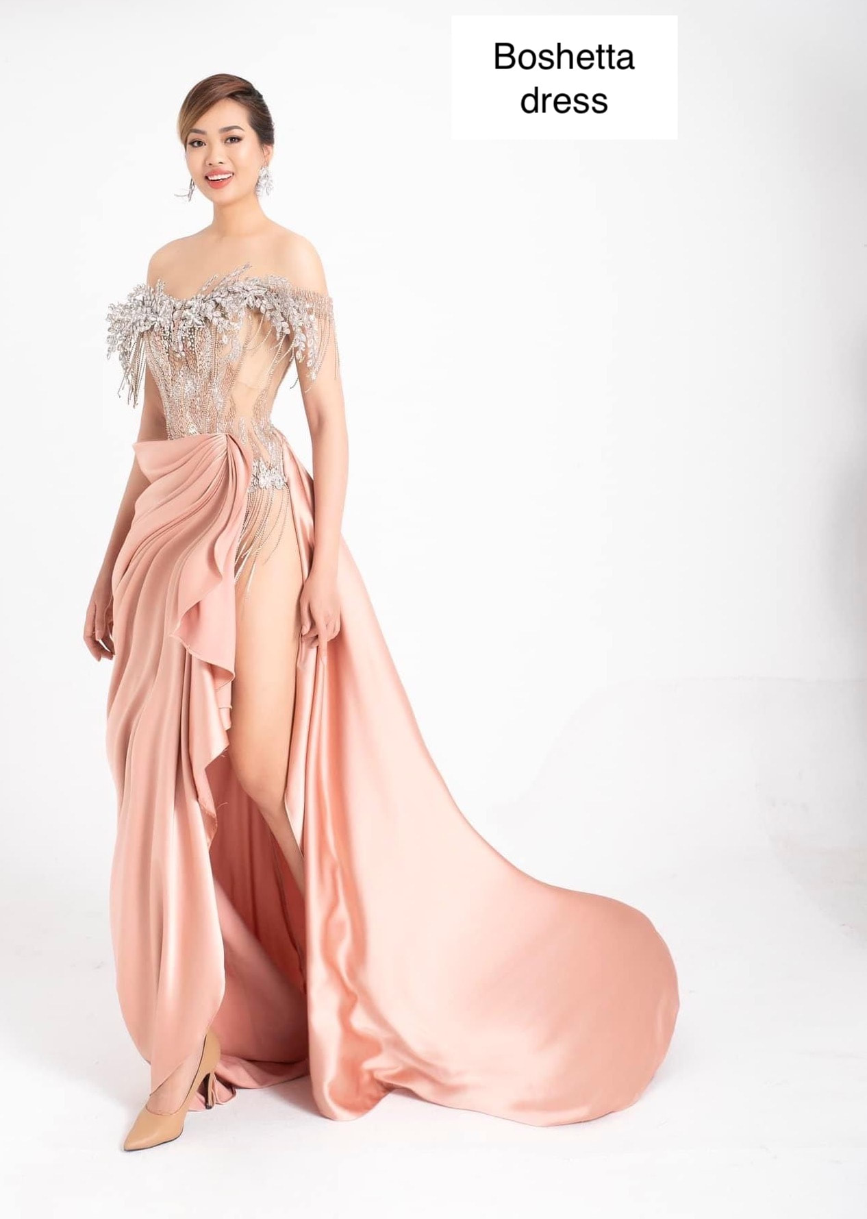Gorgeous Dynasty Debenhams Nude Crystal Sequin Silk Short Dress