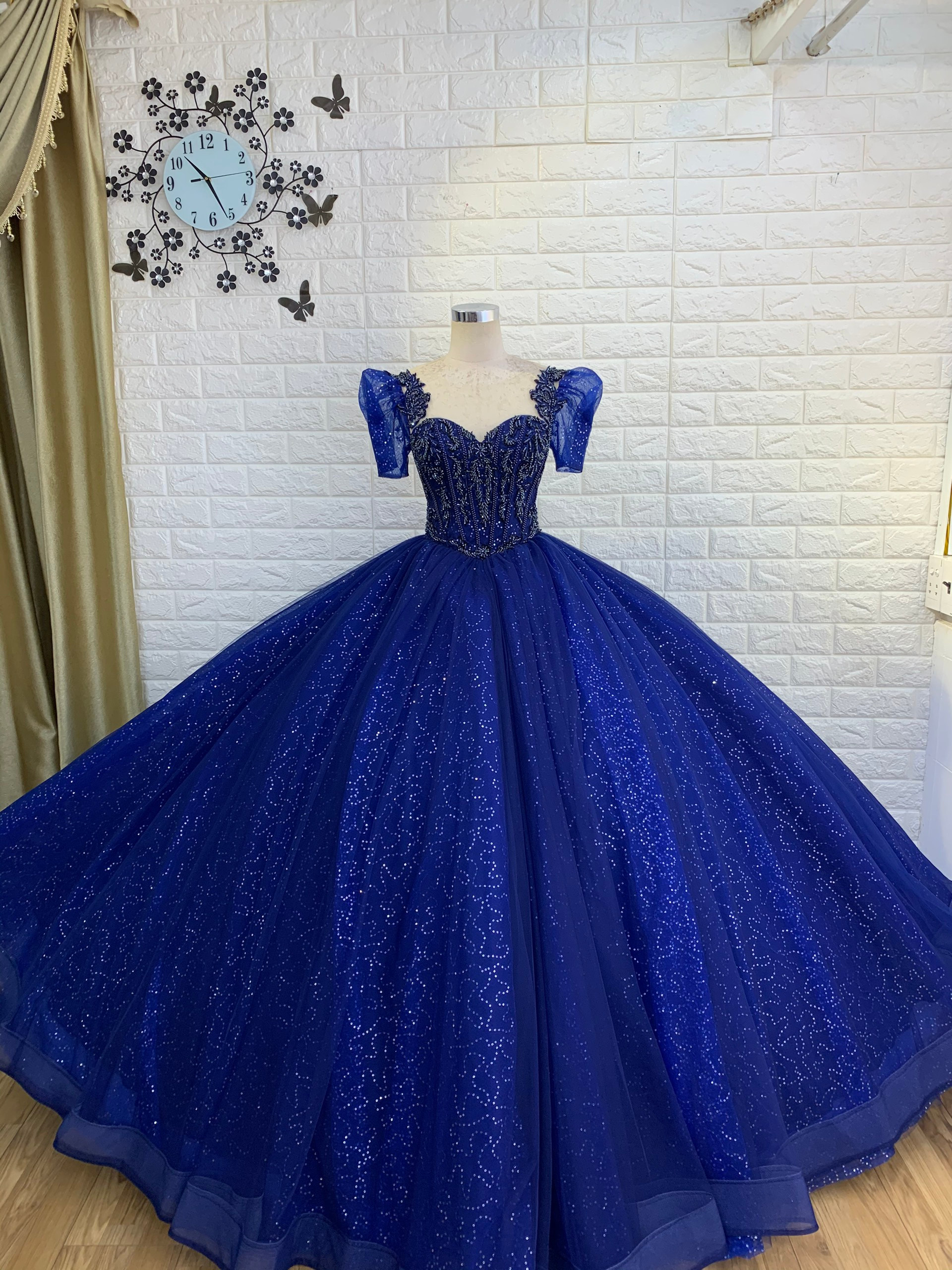 Green Blue Iridescent Glitter Satin Long Prom Dress - Lunss