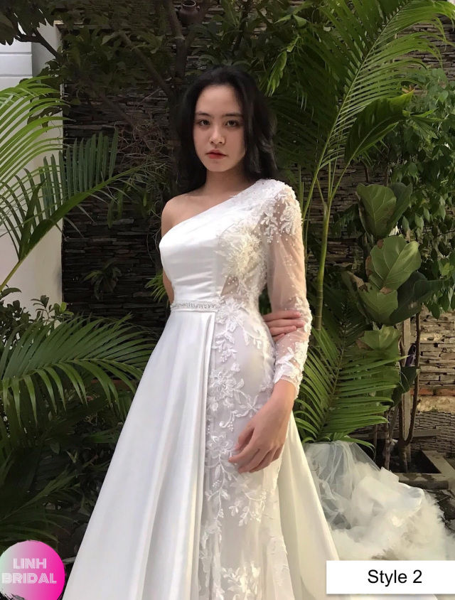 Unique classy long sleeves sheath wedding dress with detachable or ...