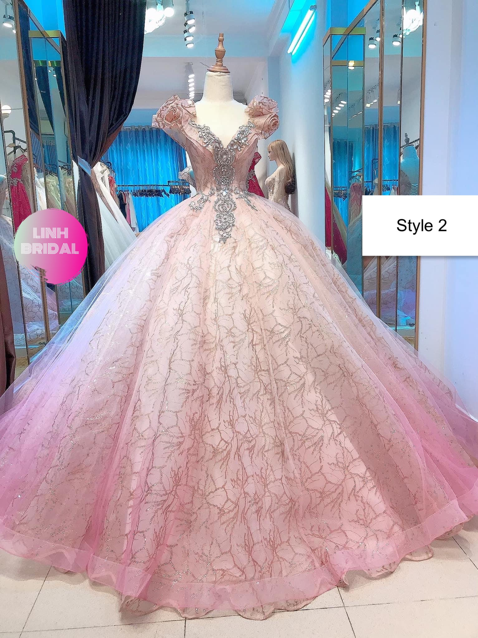 Pretty princess ombre pink beaded bodice sparkle ball gown wedding ...