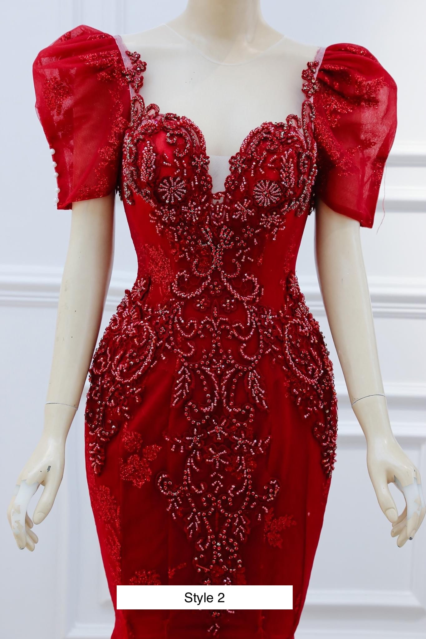 Sexy feather beaded red drop or short sleeve mermaid wedding/evening ...