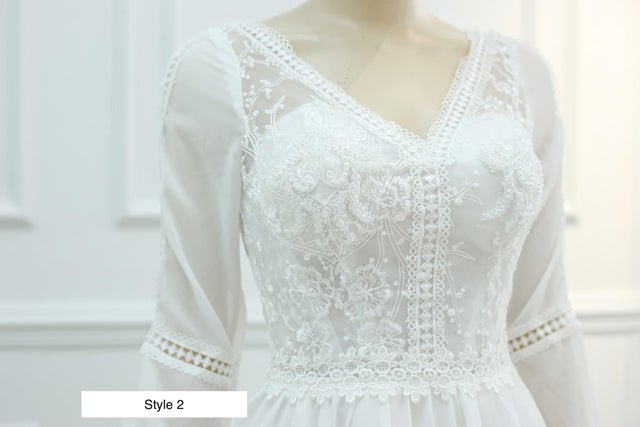 Minimalist boho long sleeves or half sleeves white lace A line wedding ...