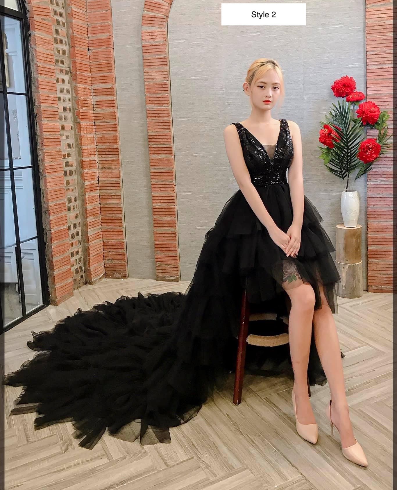 Mysterious Black Sleeveless High-low Tiered Skirt Or Long Sleeves Tulle  A-line Wedding/prom Dress With Train Various Styles